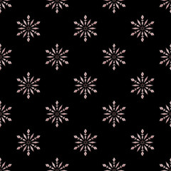 Naklejka na ściany i meble Black seamless background with snowflakes