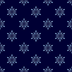 Fototapeta na wymiar Blue seamless background with snowflakes