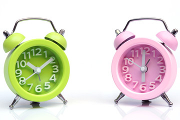 cute green and pink alarm clock