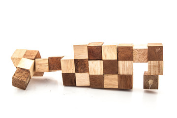 Wooden Brain Teaser on White Background