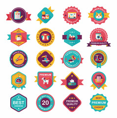 Pet badge flat banner design background set, eps10