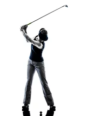 Photo sur Plexiglas Golf woman golfer golfing silhouette