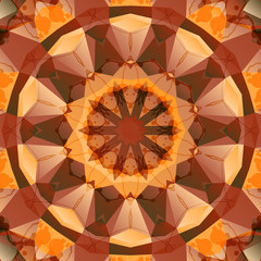 Seamless brown kaleidoscope mandala design