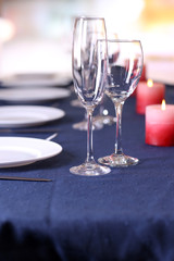 Table setting in restaurant