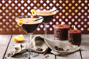 Espresso cocktail served on table