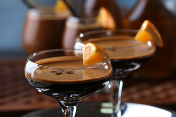 Espresso cocktail served on table