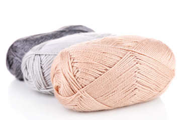 Knitting yarn isolated on white