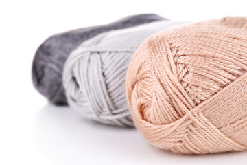 Knitting yarn isolated on white