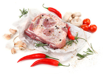 Raw meat isolated on white