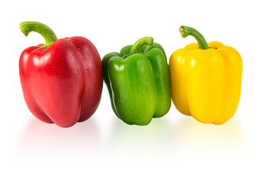 Water drops on tree ball peppers isolated on white background