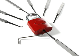 Lock picks isolated on white