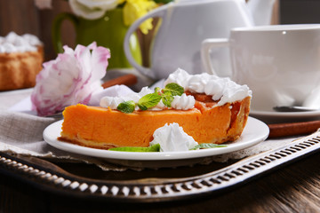 Composition of homemade pumpkin pie
