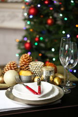 Serving Christmas table in room