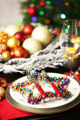 Serving Christmas table in room