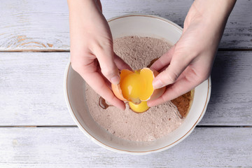 Preparing dough, mixing ingredients