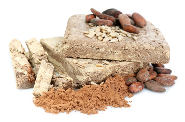 Sunflower halva with cocoa isolated on  white background