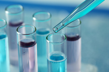 Test-tubes with liquid