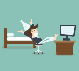 Self Employed concept - businessman working in bedroom