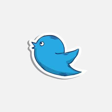 Vector blue  bird icon,sticker
