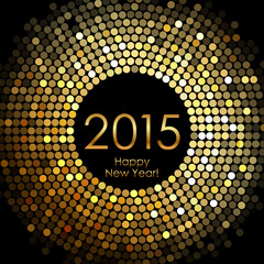 Vector - Happy New Year 2015 - gold disco lights frame