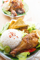 Malaysian food nasi ayam penyet