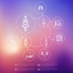 medicine infographic with unfocused background