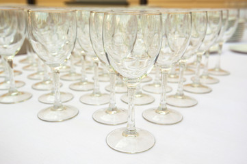 Wine glasses on table uotdoor