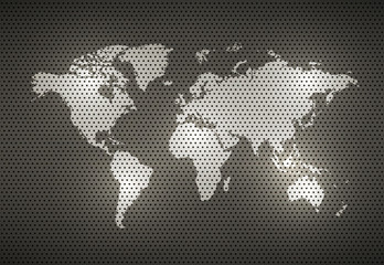 World Map Metal texture, vector illustration