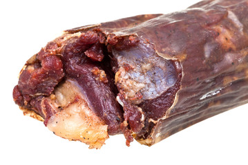 horseflesh sausage kazy close up isolated