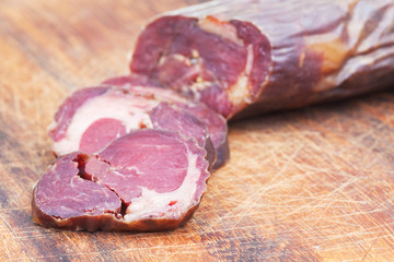 chopped horse meat sausage kazy close up