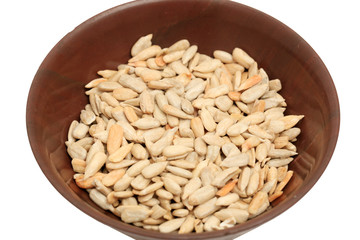 Seed health food selection in red porcelain bowls.