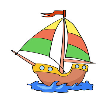 boat cartoon colorful   on a white background