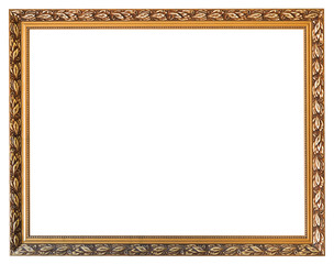 carved golden wooden picture frame isolated - obrazy, fototapety, plakaty