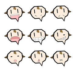 吹き出しキャラクター/表情セット/男の子