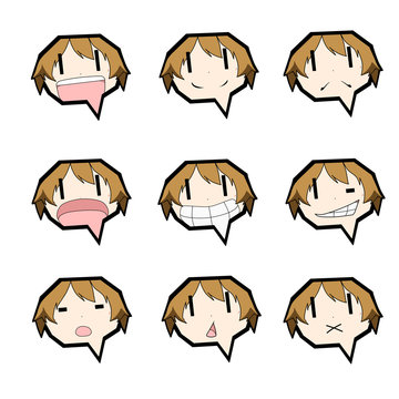 吹き出しキャラクター/表情セット/男の子