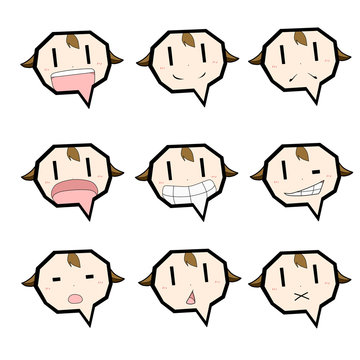 吹き出しキャラクター/表情セット/男の子