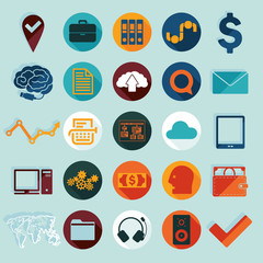 Set of business flat icons