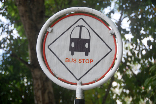 Bus stop road sign at Male city Maldives