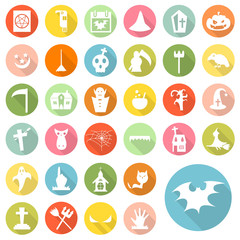 Halloween icons long shadow design, vector eps10