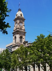 The tower of the historic town hall in Adelaide in Australia
