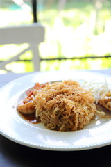 Thai food padthai fried noodle with shrimp