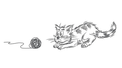 Cat playing with clew