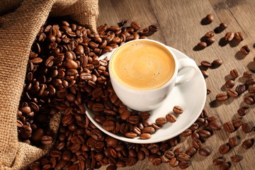 frischer Kaffee aus dem Sack