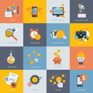 Flat design concept icons for finance