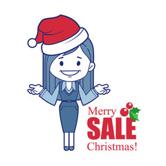 Promotional banner with Christmas character girl.