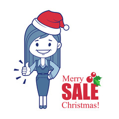 Holiday banner with Christmas character girl.