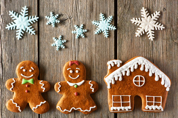 Christmas gingerbread couple and house cookies