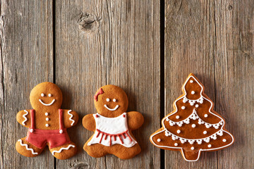 Christmas gingerbread couple and tree cookies