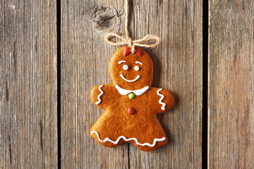 Christmas homemade gingerbread girl cookie