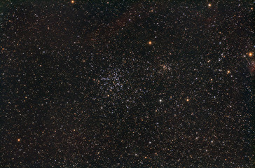 Stars photographed through a telescope.